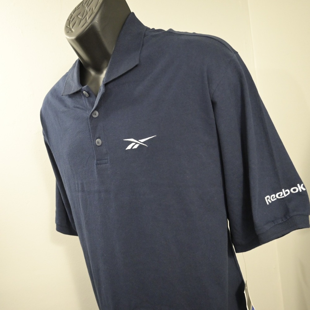 VTG Reebok Golf Polo Blue Short Sleeve Performance Cotton Mens Size Large NEW